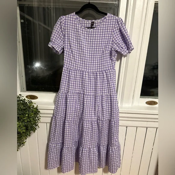 SHEIN | Dresses | Light Purple Gingham Midi Tiered Dress | Poshmark SHEIN | Dresses | Light Purple Gingham Midi Tiered Dress | Poshmark
